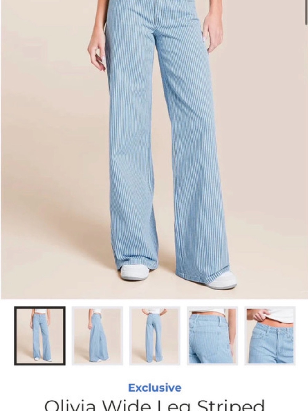 Buckle Light Blue Striped Wide-Leg Jeans